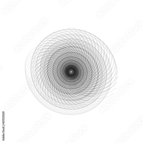 Circle of wire Speed lines in circle form Black lines on white background Geometric frame Design element Vector illustration