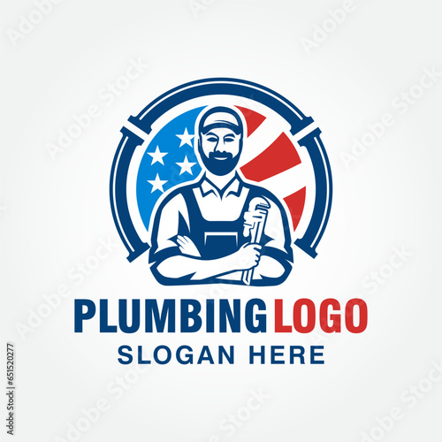 plumbing logo design vector template, plumber logo design