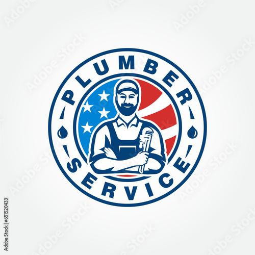 plumbing logo design vector template, plumber logo design
