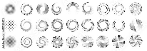 Abstract circle consisting of many dots set