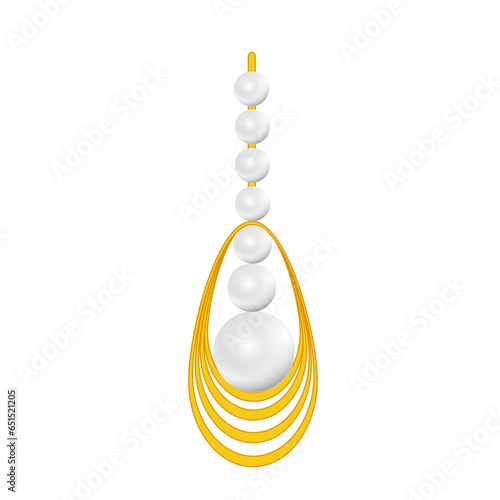golden earring with pearl gem art drawn