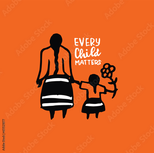 Every Child Matters. National Day for Truth and Reconciliation. Orange T-Shirt Day. 30th September. Vector Illustration.