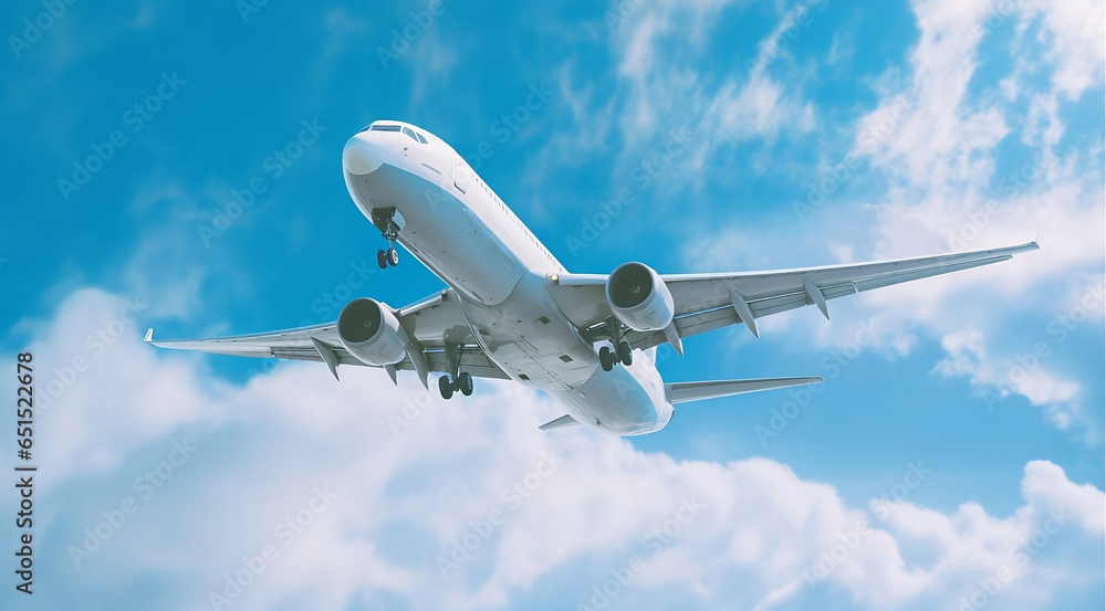 Obraz premium A plane in the sky travel concept digitally generated image.