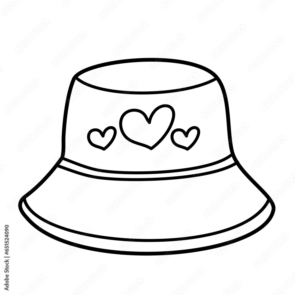 Fototapeta premium Cute Bucket Hat Outline