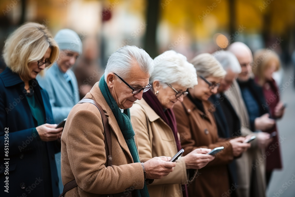Fototapeta premium Seniors using smartphones