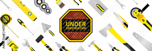 Under construction sign. Vector illustration for website