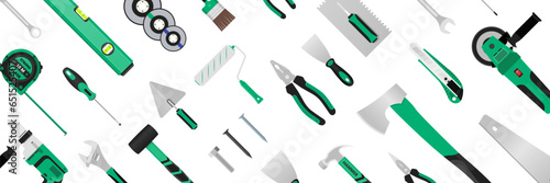 Construction concept tools shop service banner set vector