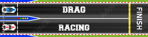 Drag Racing Track Top View Vector Illustration