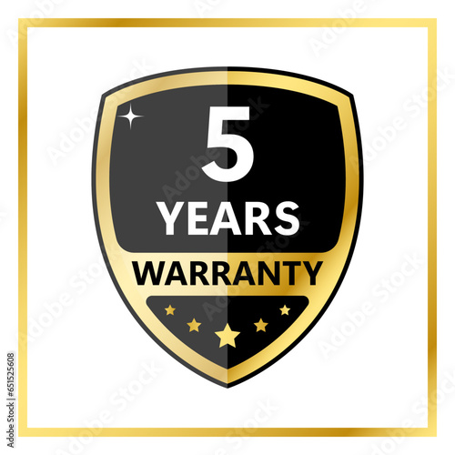 5 years warranty golden label,  illustration