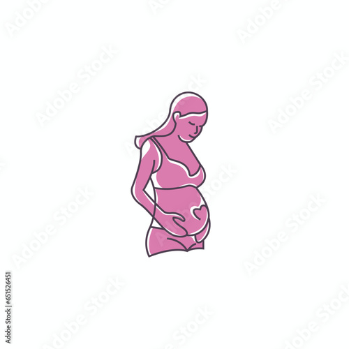pregnancy vector illustration, maternity mother, mom, women logo design concept with overlay, colorful and modern style