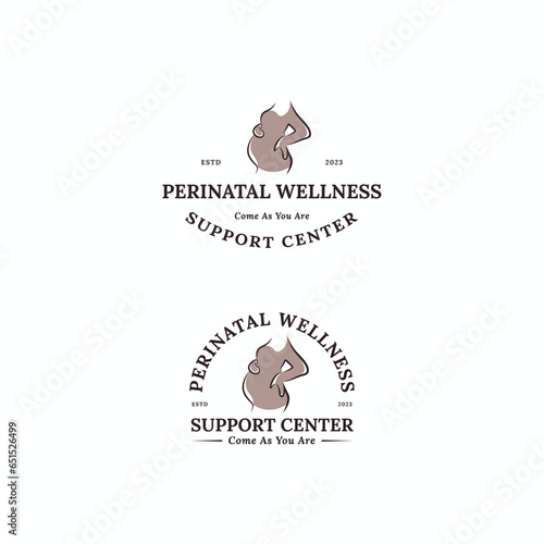 set pregnancy, perinatal, postpartum, motherhood wellness healthcare and medical support center logo design inspiration
