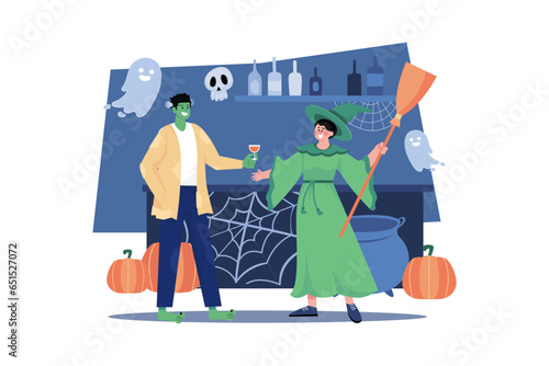 Happy Halloween Illustration concept on white background
