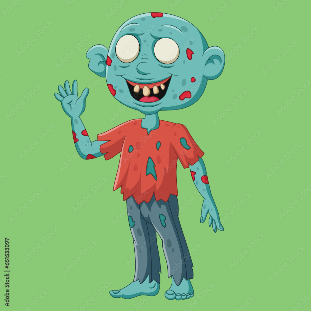 Cartoon zombie stand waving illustration Stock Vector Adobe Stock