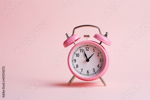 Alarm clock on pink background minimalist theme 