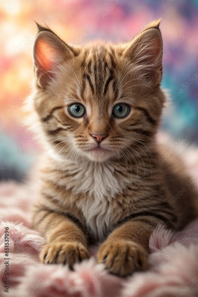 Dreamy Kitten with Colorful Clouds. Generative Ai Dreamy Kitten with Colorful Clouds. Generative Ai