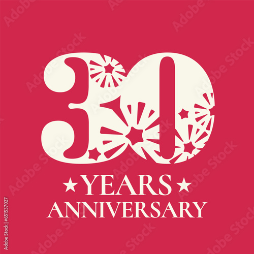 30 years anniversary vector icon, logo. Design element with number