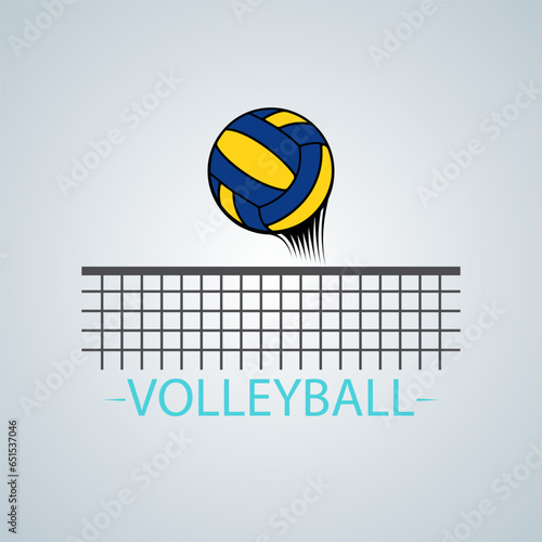 Volleyball ball flies through the net. Illustration. Logo. Vector image.