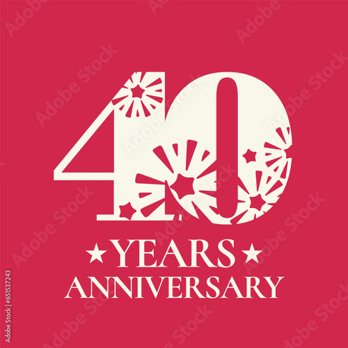 40 years anniversary vector icon, logo. Design element with number