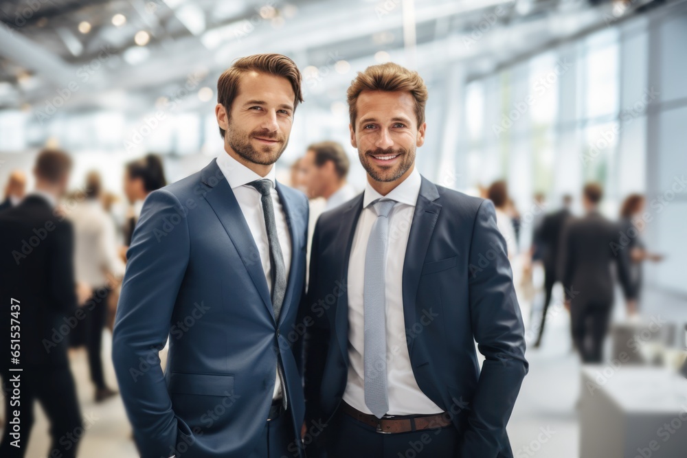 two business people standing at an event two business people standing at an event