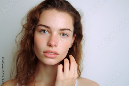 beautiful woman without makeup with imperfect skin, natural beauty concept
