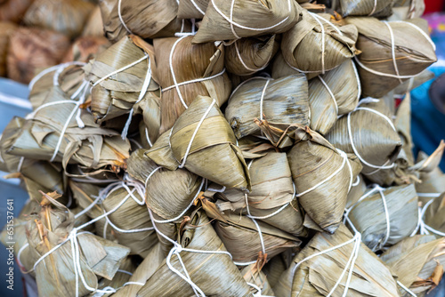 Zongzi or Ba Jang is preparing to be put up for sale in large numbers.