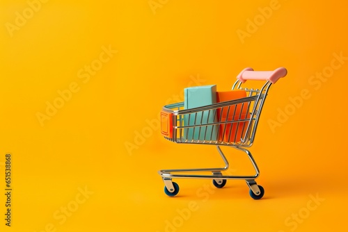 Shopping cart with shopping bags and sales bags
