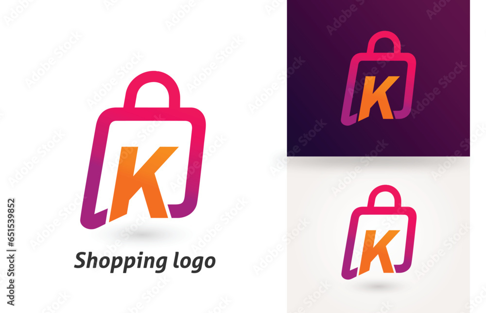 K letter shopping bag e commerce logo design vector K letter shopping bag e commerce logo design vector
