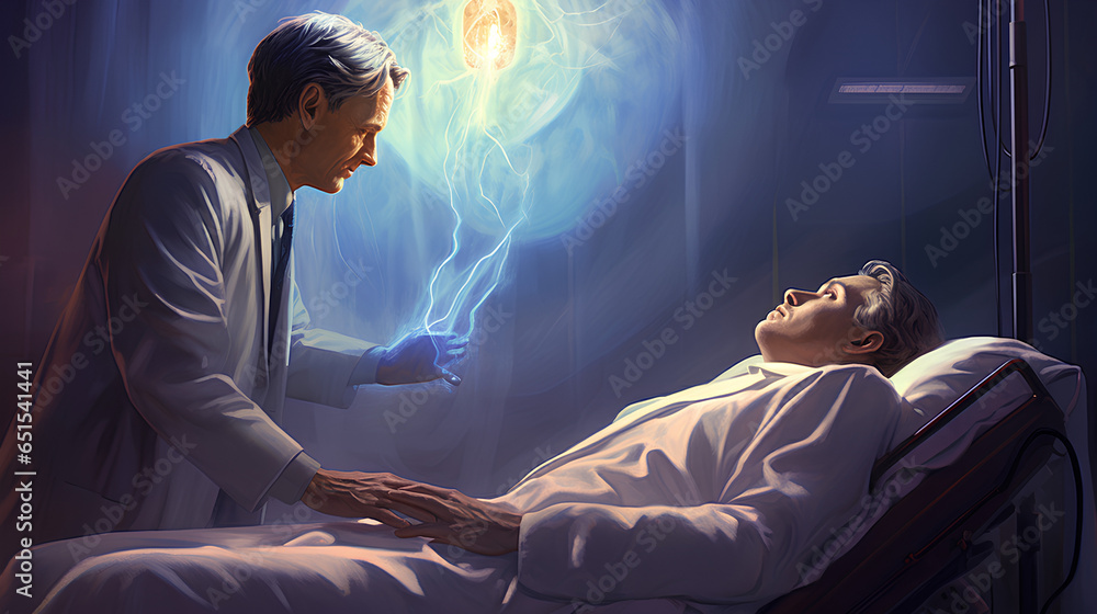 illustration of an doctor save life his patient with love