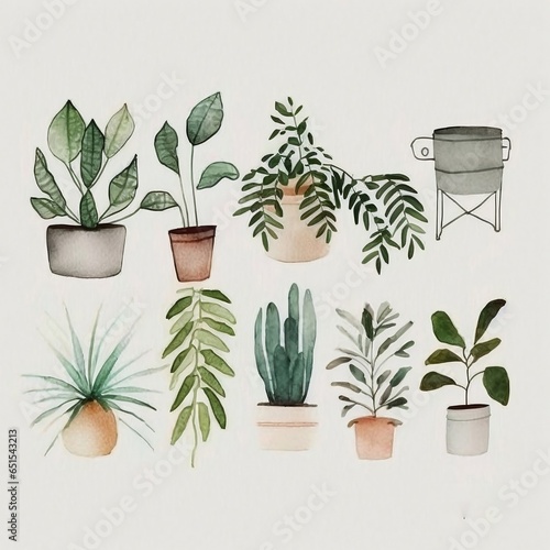 Botanical Design Watercolor Illustration Artwork  House Plants Home Wall Art  Interior Decor Prints  Home Decor Artprint