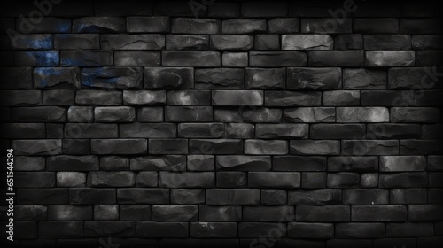Black brick wall texture, Brick surface for background, Vintage wallpaper.
