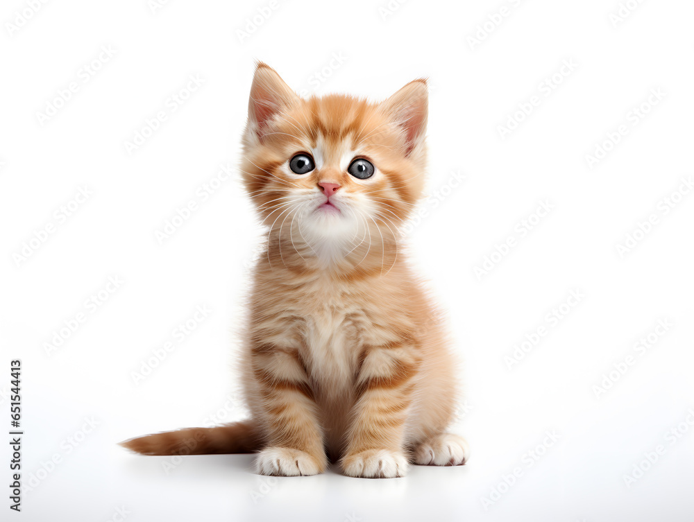 Small orange kitten of the British breed, isolated on white