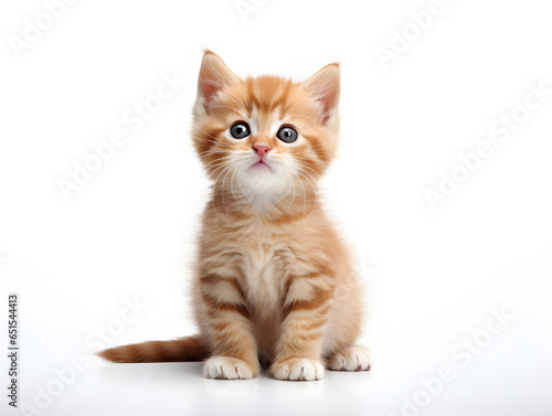 Small orange kitten of the British breed, isolated on white