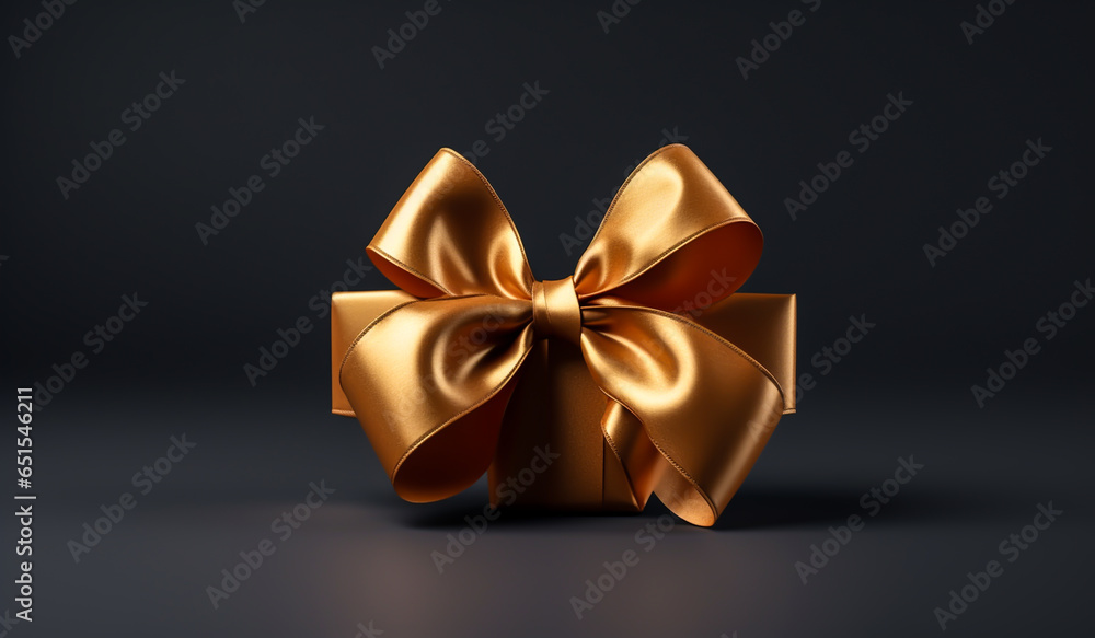 Golden bow isolated on black background. AI generated Golden bow isolated on black background. AI generated
