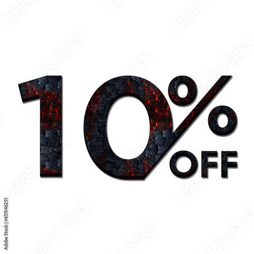 10 Percent Discount Offers Tag with Burned Wood Style Design