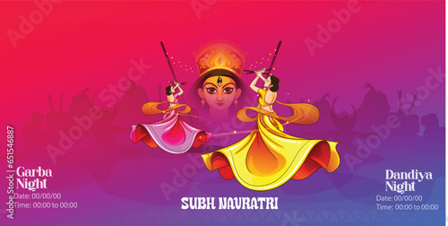 Bright and beautiful illustration of Goddess DURGA for Navratri, festival of INDIA