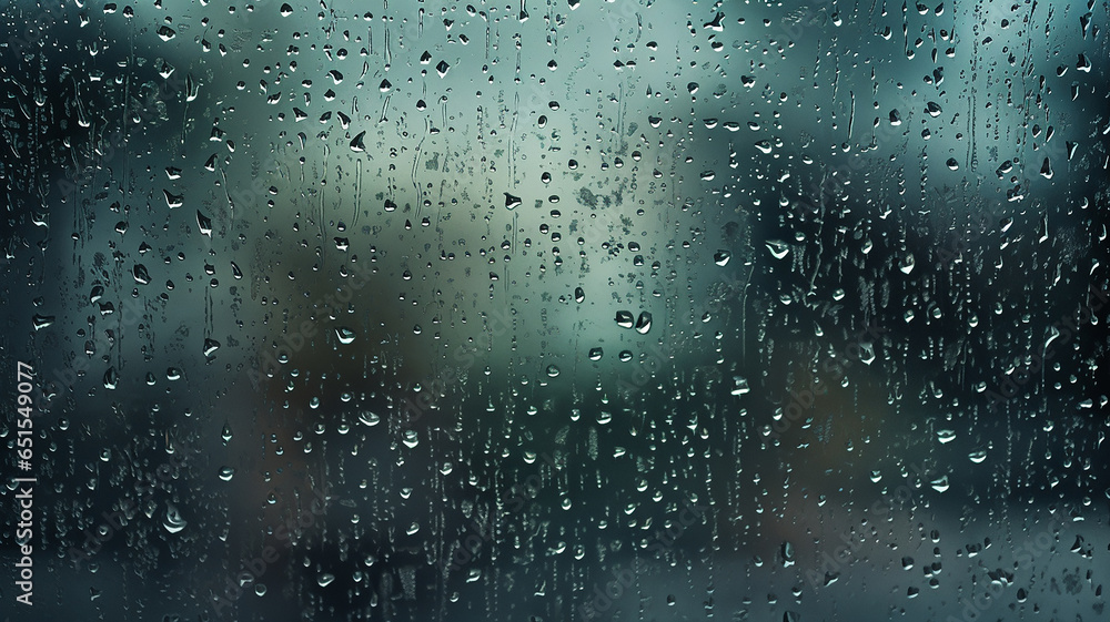 Raindrops on window glass.