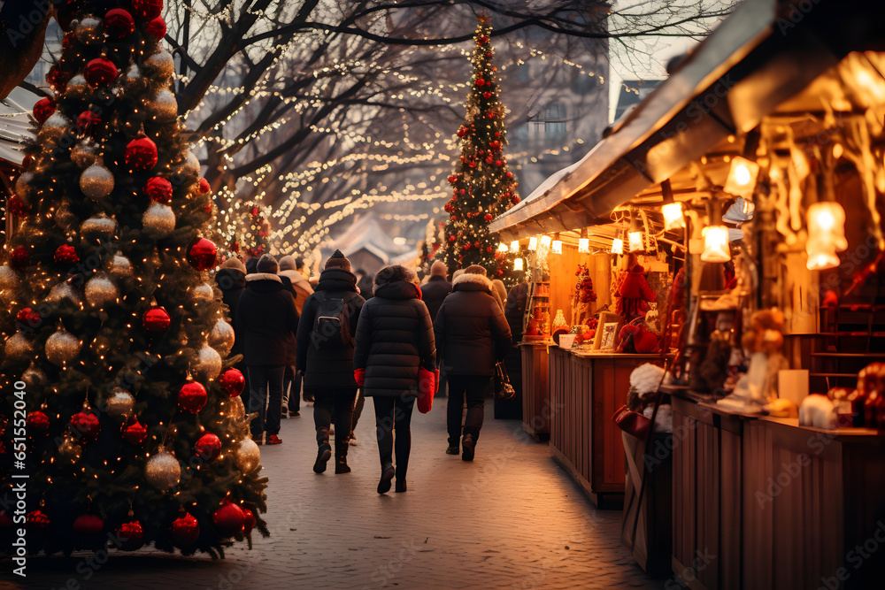 Enchanting Christmas Market: Snowfall, Carolers, and Joyous Skating
