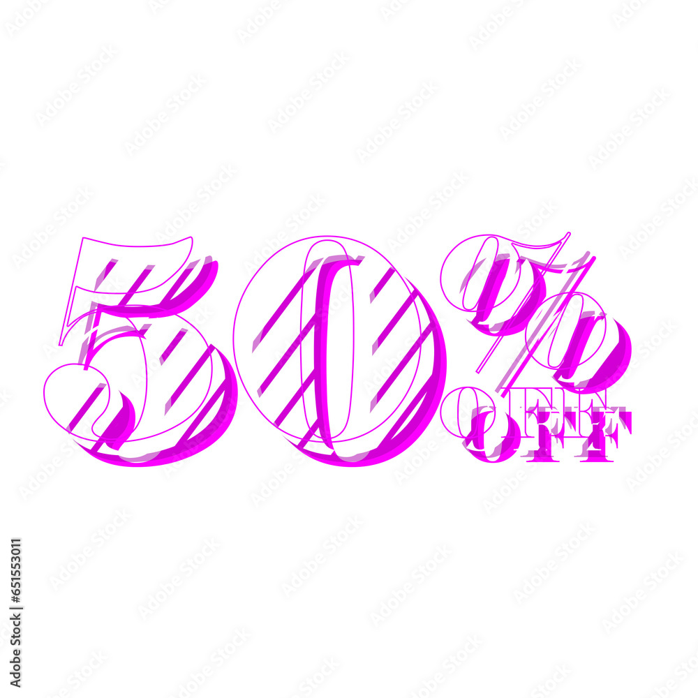 50 Percent Discount Offers Tag with Stripe Style Design