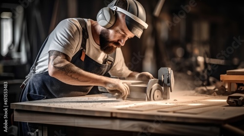 Carpenter working at his workshop.