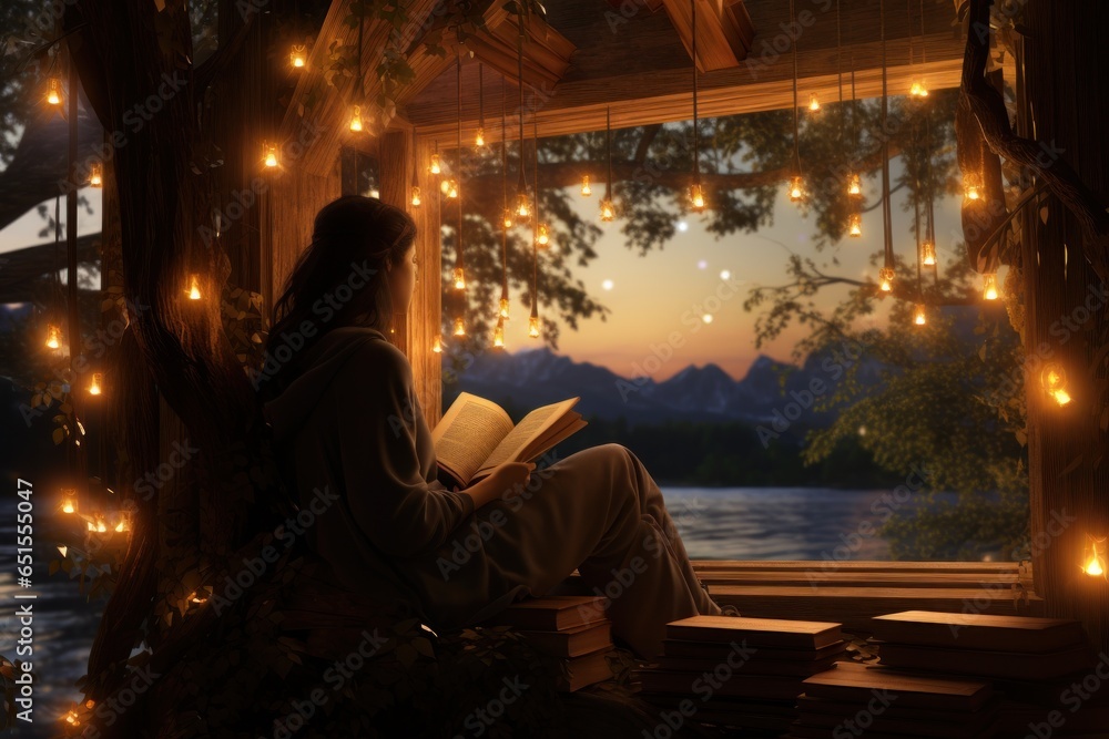 A woman sitting on a window sill, engrossed in a book. This image can be used to depict relaxation, leisure activities, and enjoying a good book.