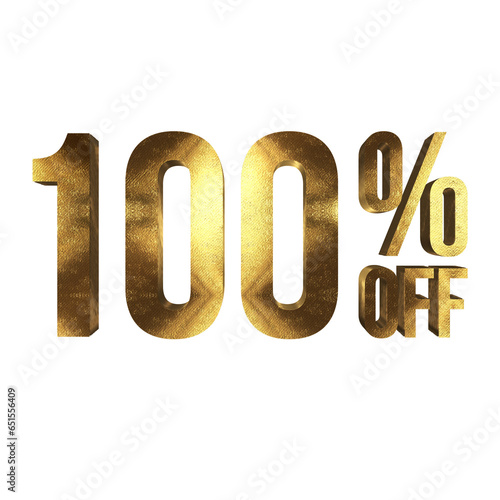 100 Percent Discount Offers Tag with Gold Style Design