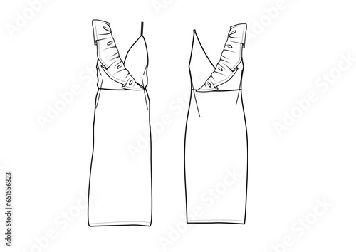 sleeveless dress with ruffle detail (ID: 651556823)