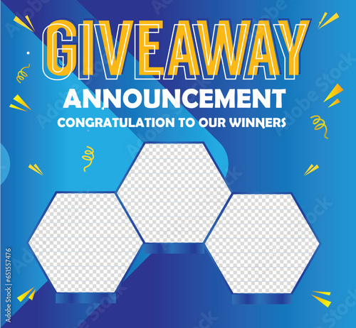 Giveaway winner announcement social media post banner template