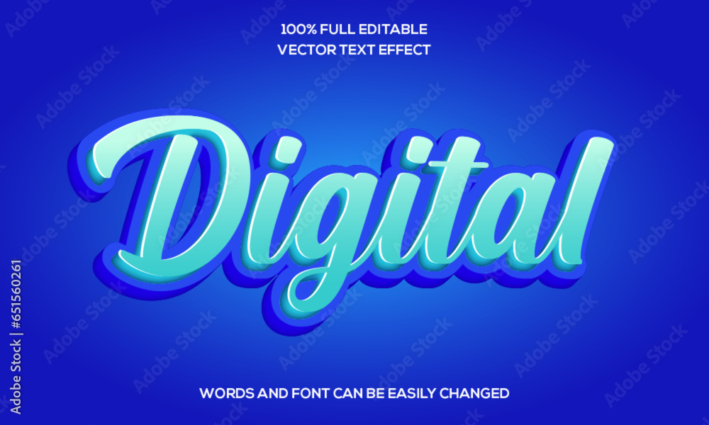 Digital 3d Editable text effect vector