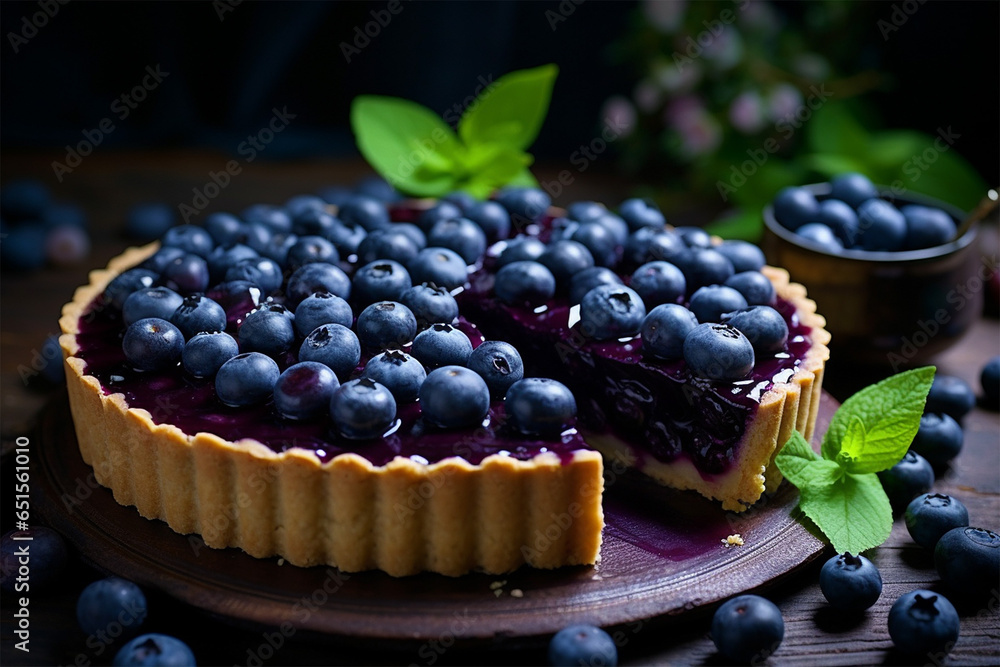 blueberry tart - obrazy, fototapety, plakaty 