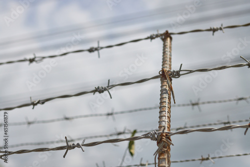 barbed wire against the sky