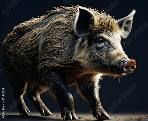 boar close up. Professional studio portrait of a boar. generative AI