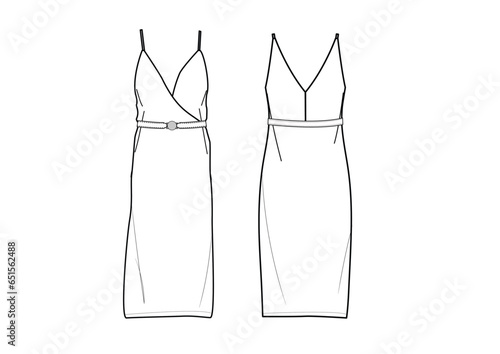 sleeveless dress with belt detail flat (ID: 651562488)
