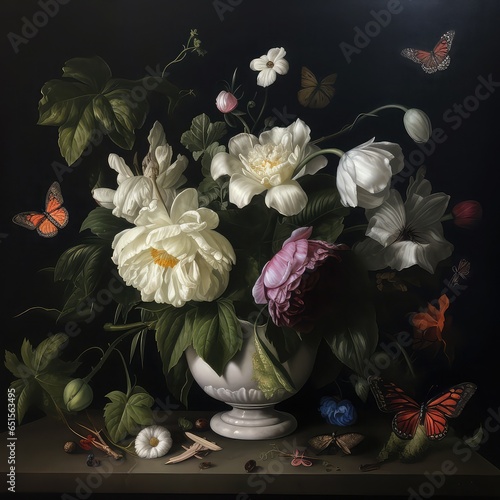 Beautiful fantasy vintage flower, digital background 