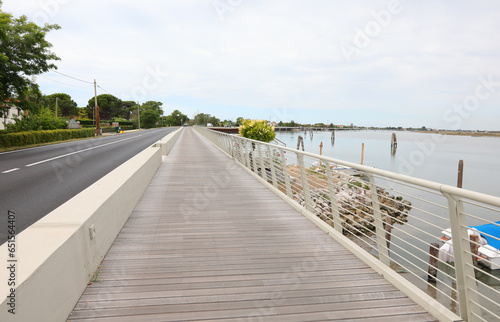 new wide cycle paths near Venice in the city of Cavallino Treporti in Italy photo